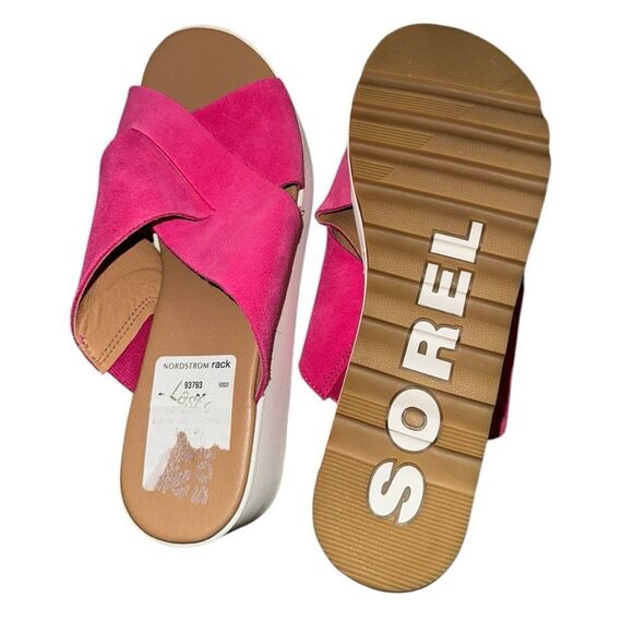 Sorel NWT Cameron Flatform Mule Sandals in Fuchsia Fizz Size 9.5 - Picture 9 of 9